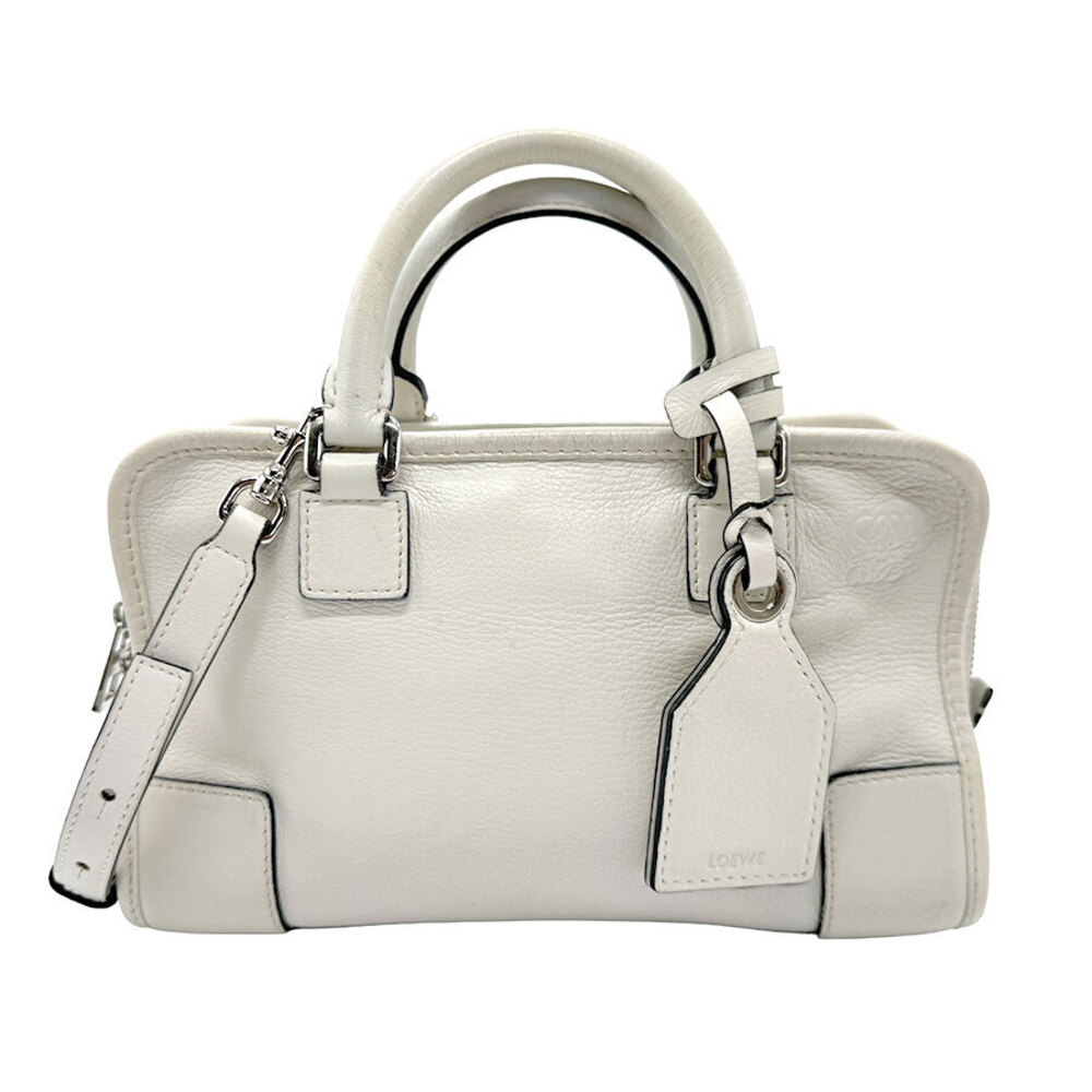 Loewe Amazona leather crossbody shoulder bag off white silver